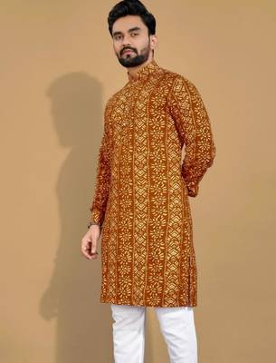 Traditional festive wear motifs men's readymade kurta only 4