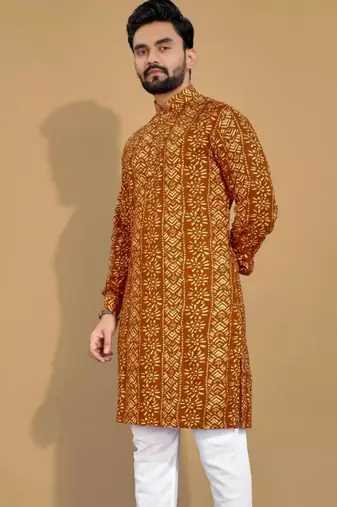 Traditional festive wear motifs men's readymade kurta only