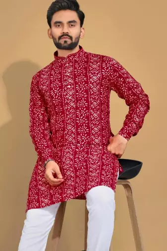 Traditional festive wear motifs men's readymade kurta only