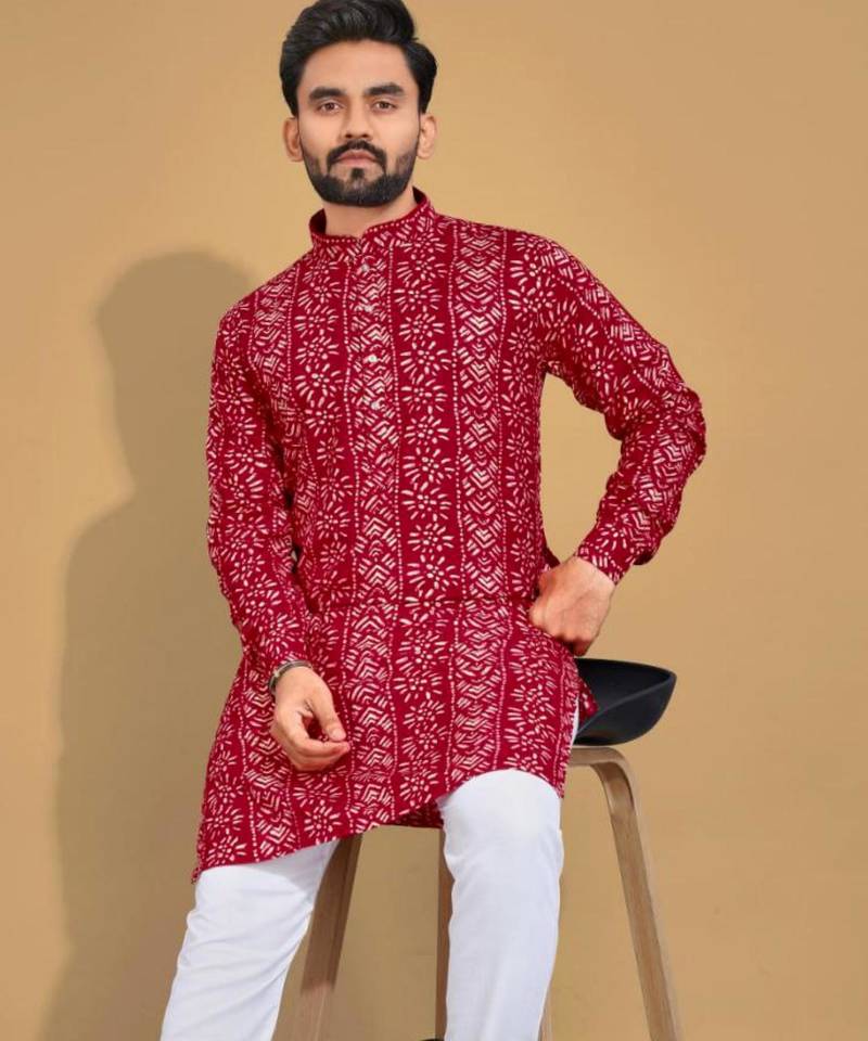 Traditional festive wear motifs men's readymade kurta only