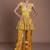 Mustard yellow floral print embroidered art silk readymade pant