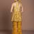 Mustard yellow floral print embroidered art silk readymade pant