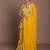 Mustard yellow floral print embroidered art silk readymade pant