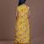 Mustard yellow floral print embroidered chinon silk readymade pant