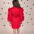Red plain faux polyester dress