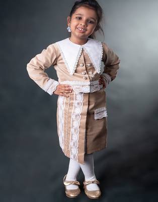 Beige embroidered corduroy co ord set 1