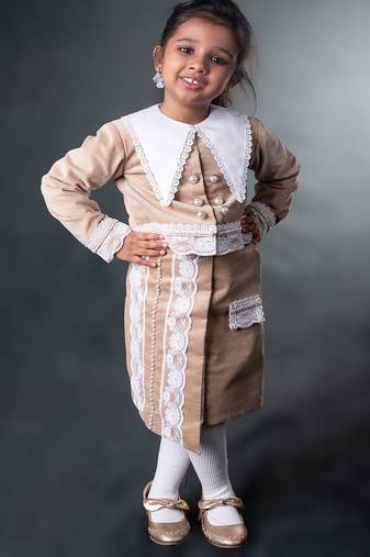 Beige embroidered corduroy co ord set