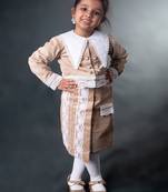 Beige embroidered corduroy co ord set