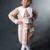 Beige embroidered corduroy co ord set