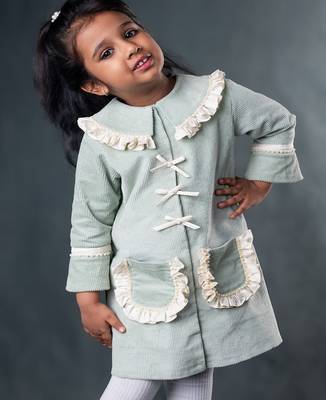 Mint green plain corduroy dress 2