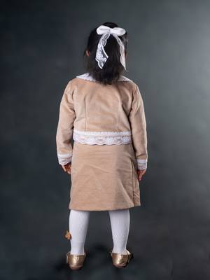 Beige embroidered corduroy co ord set 3