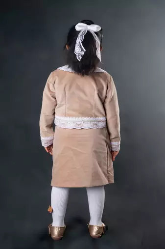 Beige embroidered corduroy co ord set