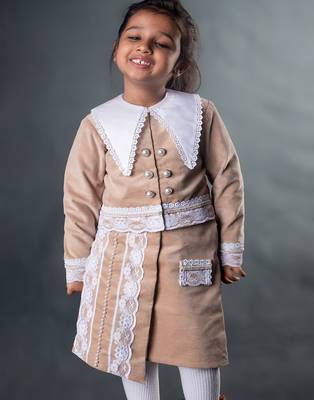 Beige embroidered corduroy co ord set 4