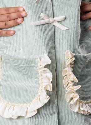 Mint green plain corduroy dress 3