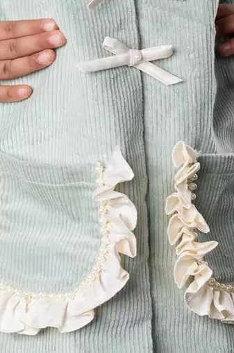 Mint green plain corduroy dress