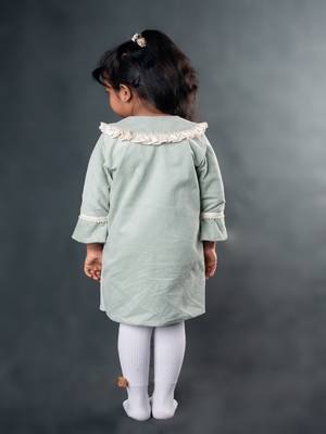 Mint green plain corduroy dress 4