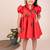 Red embroidered faux polyester dress