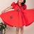 Red embroidered faux polyester dress