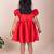 Red embroidered faux polyester dress