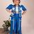 Denim blue embroidered cotton jacket set