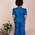 Denim blue embroidered cotton jacket set