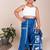 Denim blue embroidered cotton jacket set