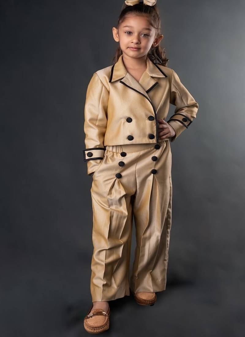 Gold plain blended cotton co ord set