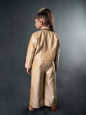 Gold plain blended cotton co ord set 4