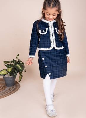 Navy blue plain corduroy co ord set 1