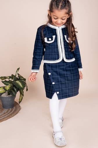Navy blue plain corduroy co ord set
