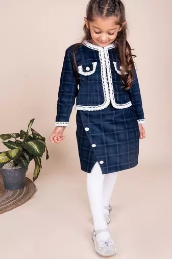 Navy blue plain corduroy co ord set