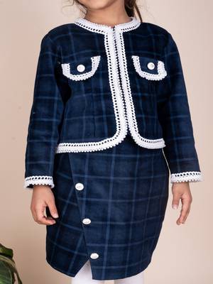 Navy blue plain corduroy co ord set 3