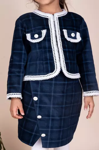 Navy blue plain corduroy co ord set
