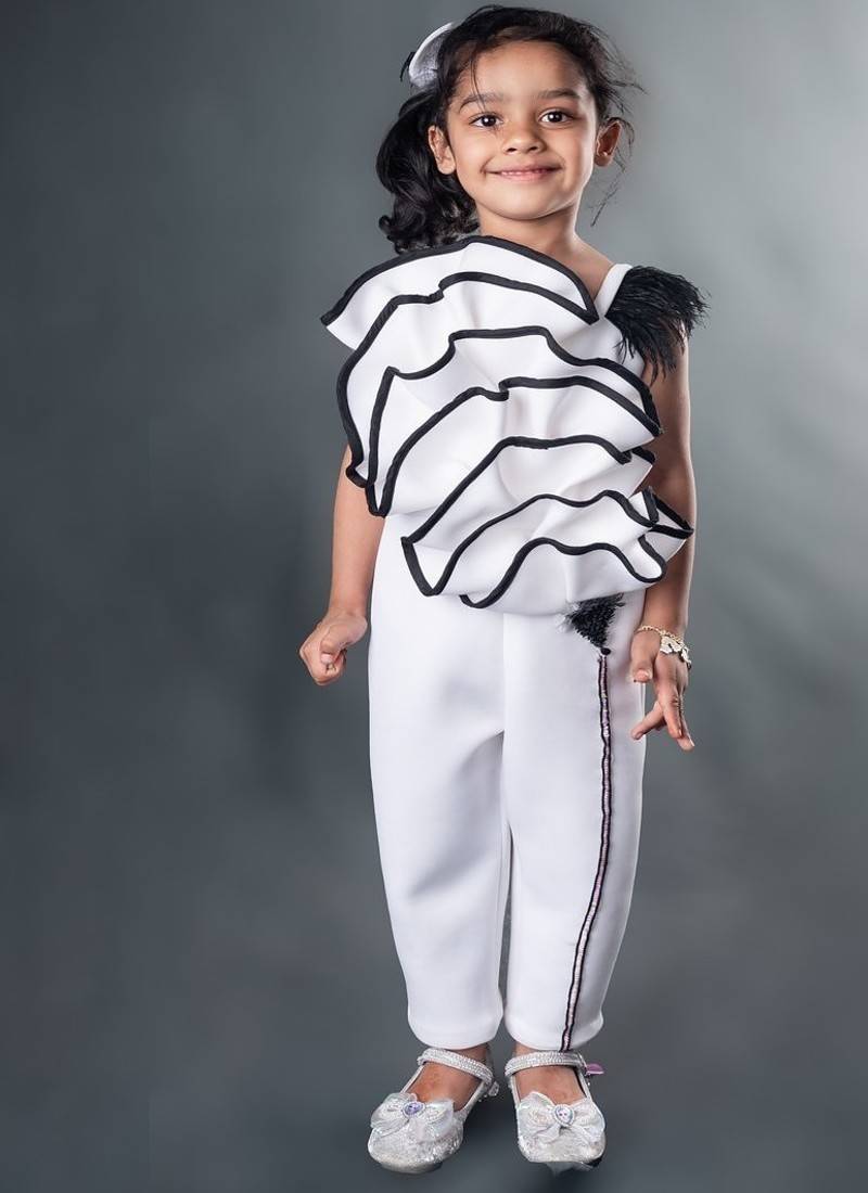 White plain faux polyester jumpsuit