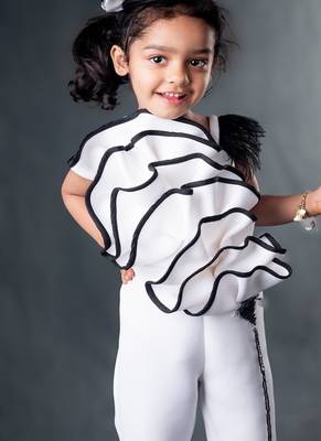 White plain faux polyester jumpsuit 2