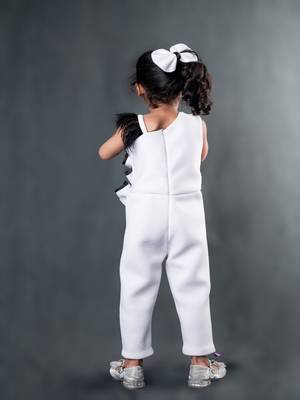 White plain faux polyester jumpsuit 3