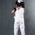 White plain faux polyester jumpsuit
