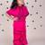 Hot pink plain faux polyester jumpsuit