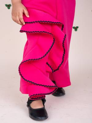 Hot pink plain faux polyester jumpsuit 3