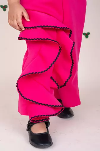 Hot pink plain faux polyester jumpsuit