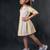 Yellow embroidered blended cotton dress