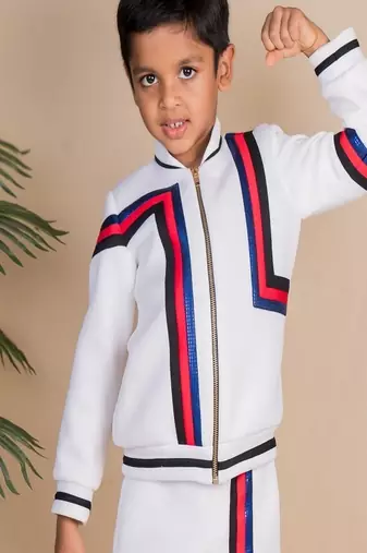 White plain faux polyester jacket