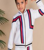 White plain faux polyester jacket
