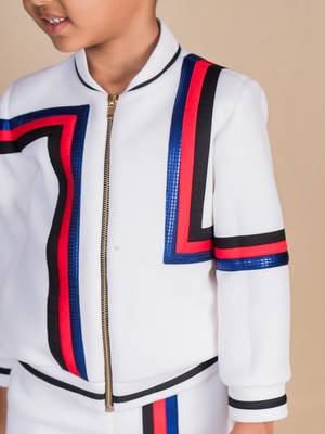 White plain faux polyester jacket 2