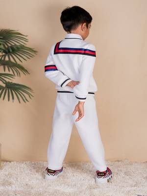 White plain faux polyester jacket 3