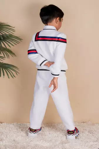 White plain faux polyester jacket