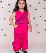 Hot pink plain faux polyester jumpsuit