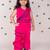 Hot pink plain faux polyester jumpsuit