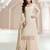 Ivory heavy chinon jacquars silk full stitched free size upto 44 palazzo suits