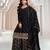 Black heavy chinon jacquars silk full stitched free size upto 44 palazzo suits